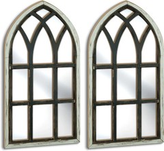Set of 2 Gothic Arch Window Frame Wall Decor with Acrylic Mirror Black White …