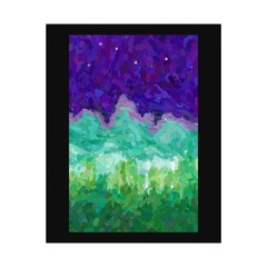 Stars Above the Mountains by Cori watercolor paper print unframed w black border