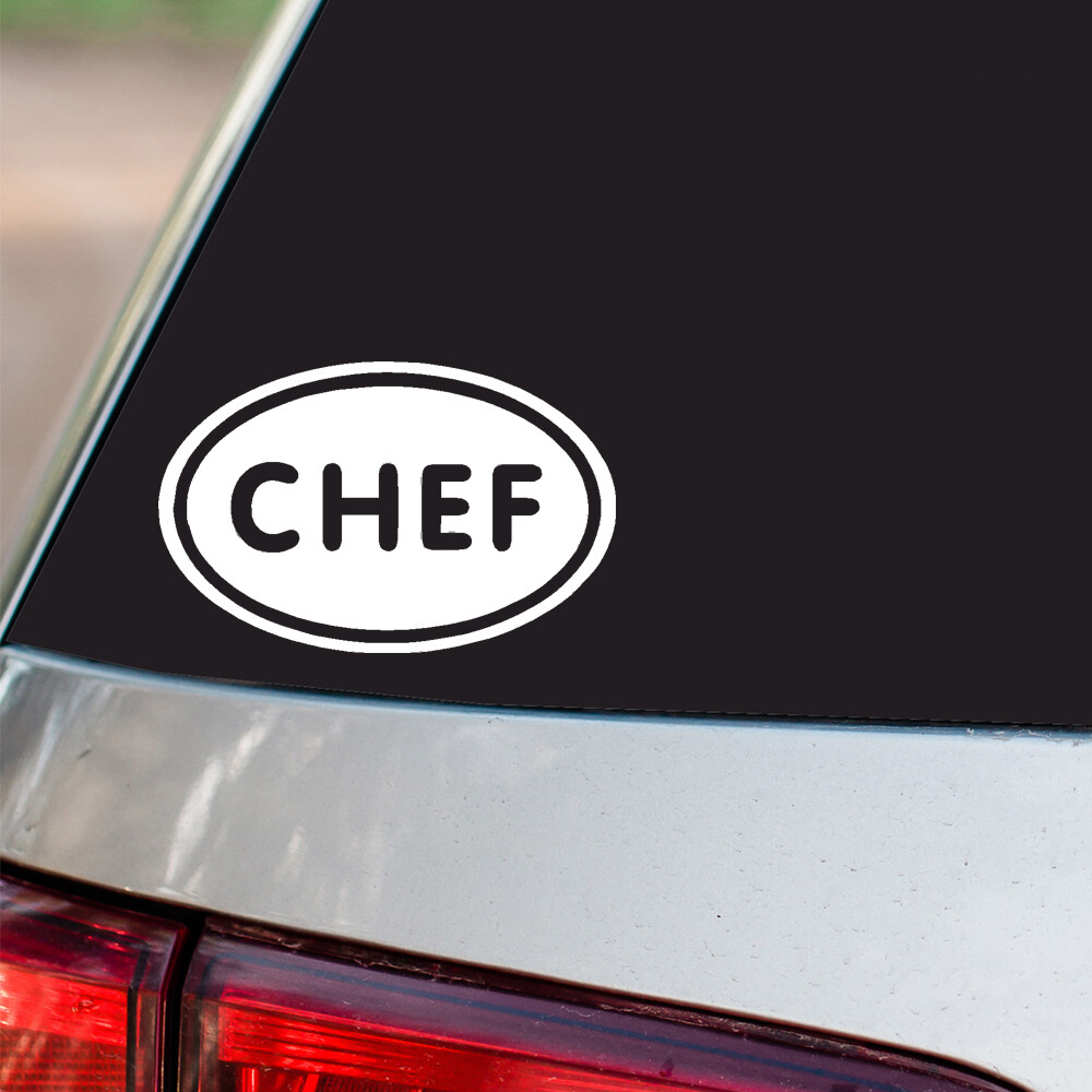 Chef Sticker Cook Bake Food oval euro all chrome & regular vinyl color choices