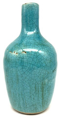 Ceramic Vase 7″ Distressed Crackled Glaze Robin’s Egg Blue