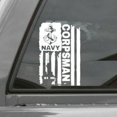 DISTRESSED UNITED STATES NAVY FLAG CORPSMAN VINYL DECAL STICKER U.S. NAVY