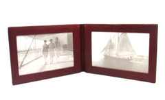 Photo Frame Leather Bifold holds 4×6″ Photos Horizontal Clay Red $125