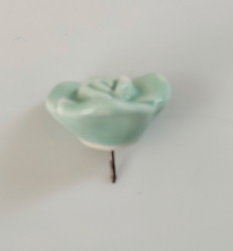 Vintage Ceramic Flower Rose Mint Green Wall Tac Pin Decoration gallery