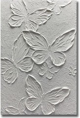 30×45 Textured White Butterfly Canvas Wall Art
