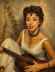 Hollywood Movie Star Rita Moreno Classic Portrait Oil Painting Print Poster