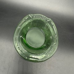 Vintage Trinket Dish Green Glass Horseshoe Good Luck Key Jewelry Holder Retro