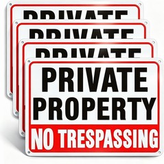 4 Pack Large No Trespassing Signs Private Property, 10×7 Inch Rust Free Aluminum