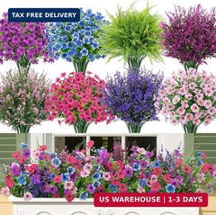 20 Bundles Artificial Flowers for Outdoors, UV Resistant Silk Fake Flowers with