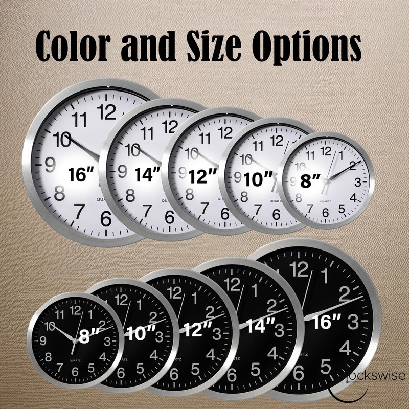 New Clockswise Round Quartz Wall Clock Non-Ticking Battery Operated with Silent gallery