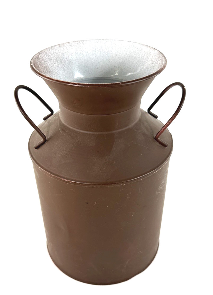 Replica Farmhouse Milk Can Metal Container Vase Brown 6"x20" No Lid Decor Read