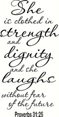 Proverbs 31:25 V4 11×22 Bible Verse Vinyl Decals for Girls by Scripture Wall Art