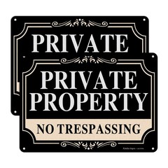 No Trespassing Signs 10×7 Inch Rust Free Aluminum Metal Private Property Signs