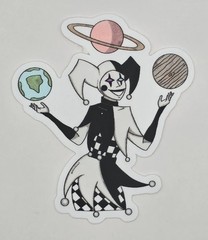Celestial Jester Sticker Cosmic Harlequin Galaxy Fantasy Space Art Decal Gift