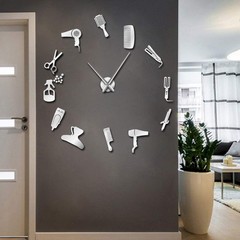 The Geeky Days DIY Barber Shop Giant Wall Clock with Mirror Effect Barber Too…