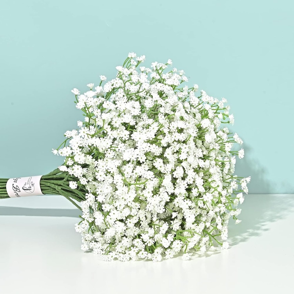 Babys Breath Artificial Flowers, 21Pcs Fake White Babys Breath Flowers
