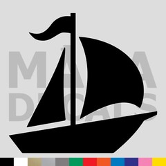 Sailboat Vinyl Die Cut Decal Sticker – Sail Boat Sea Ocean Ship Nautical