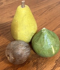 Stone Fruit Faux Pear, Plum and Lime Realistic and Heavy 3 Piece Set 2″ to 3 ½”