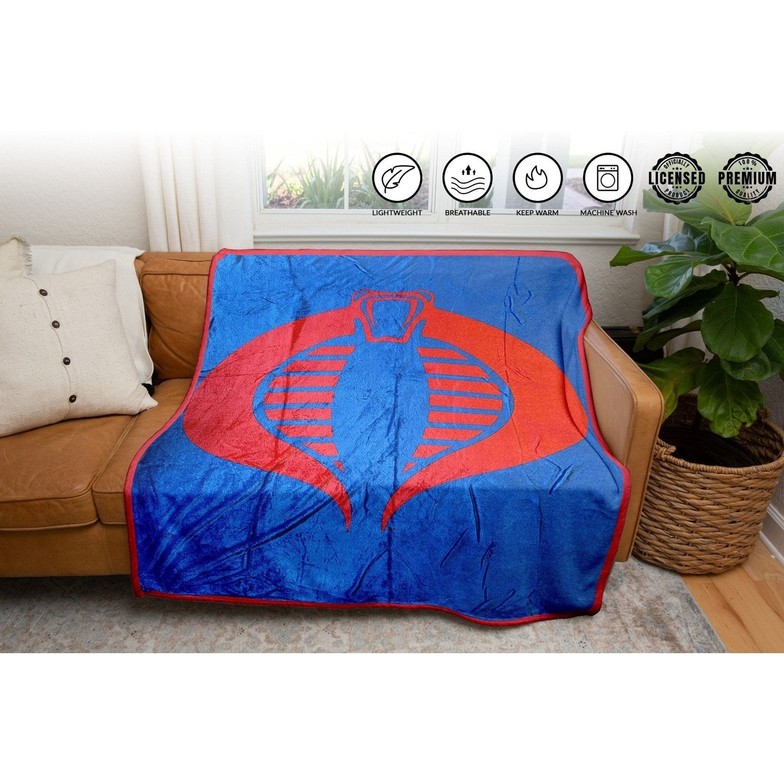Hasbro G.I. Joe Cobra Symbol Blue 80's Cartoon Throw Blanket gallery