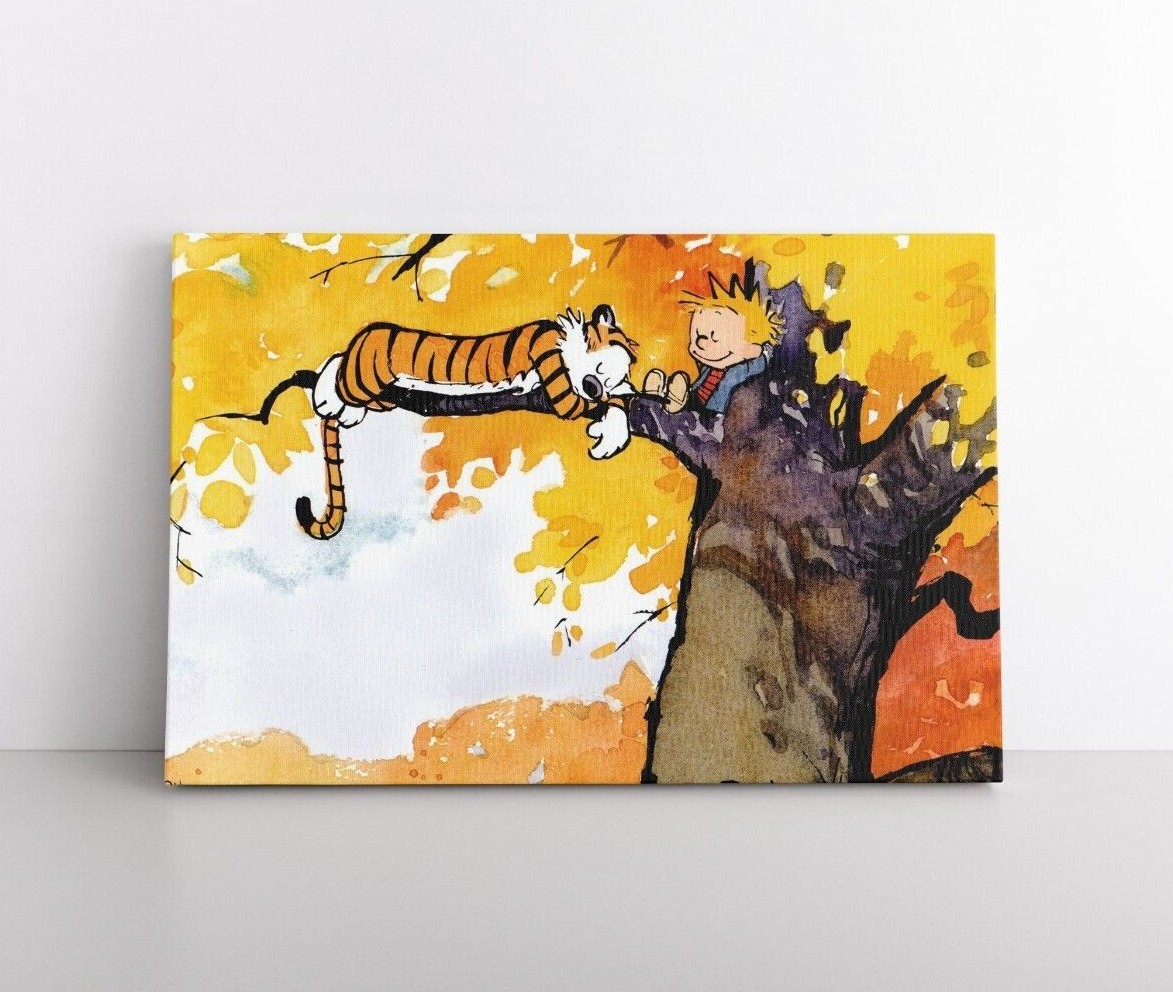 New Calvin And Hobbes Canvas Wall Art Print - Kids Cartoon Framed Wall Hanging gallery