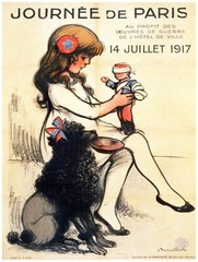 Decoration Poster.Interior design.French.Girl doll & black poodle.7007