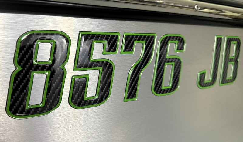 Carbon Fiber Green Boat & Jet Ski Registration Numbers 3D Raised Waterproof 3" gallery