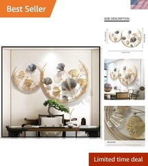 Elegant 3D Golden Ginkgo Leaf Wall Sculpture Set – Handmade Metal Art Decor