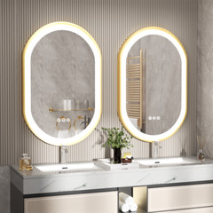 Extra Large Oval Bathroom Mirror LED 3 Color Lights Dimmable Smart Vanity Mirror