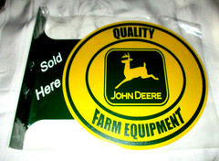 JOHN DEERE FARM EQUIPMENT – Double-Sided Imprint Metal Flange Sign #06y NEW