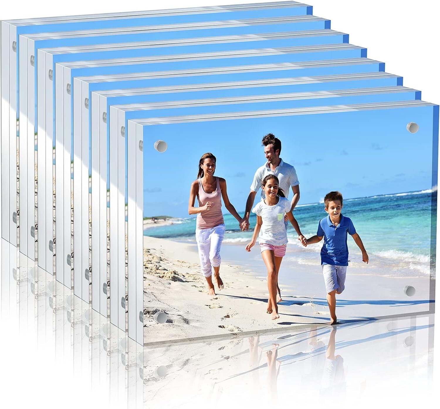 8 Pack Acrylic Picture Photo Frame Magnetic 5x7" Clear Free standing 5x7 Inch gallery