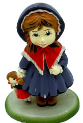 Vintage Antique Little Girl Holding Doll in Bonnet Sweet Figure 3″ 👧🏻
