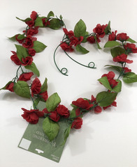 NOS 6 Ft Garland Artificial Faux Silk Red Roses Flowers Vine Wedding Decor