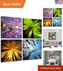 Art Deco Four Seasons 4-Piece Canvas Prints – Stunning Nature Wall Art Set