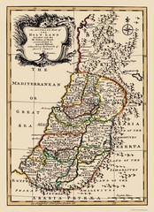 Historic Map – Israel Twelve Tribes – Bowen 1752 – Vintage Wall Art