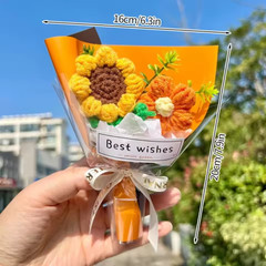 Handmade Crochet Flower Bouquet – Valentine’s Gift for Her, Artificial Roses US
