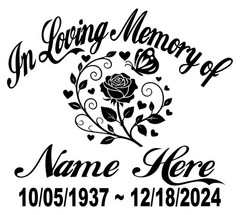 In Loving Memory Decal Heart Flower Butterfly Floral Car Window Vinyl Sticker 04