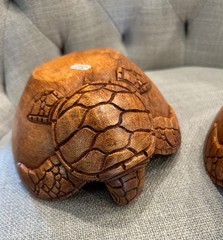 HAND CARVED WOODEN TURTLE Bowl – NEW Indonesia Fruit Nut Bowl – Tropical Decor