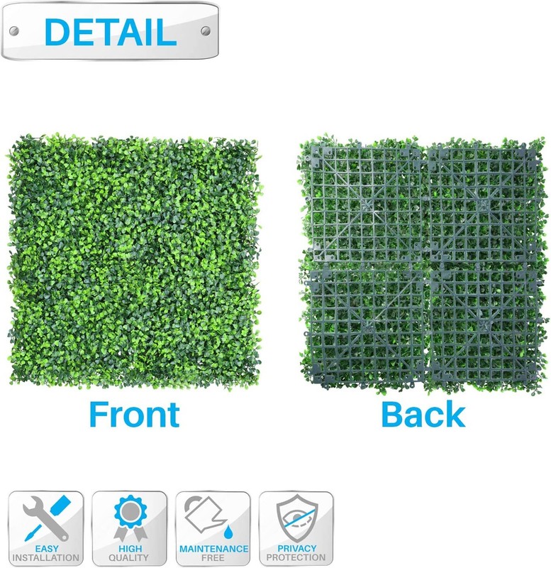 20"x20" Artificial Boxwood Hedge Panel Double Color Lvy Leaf Fence Indoor Decor gallery