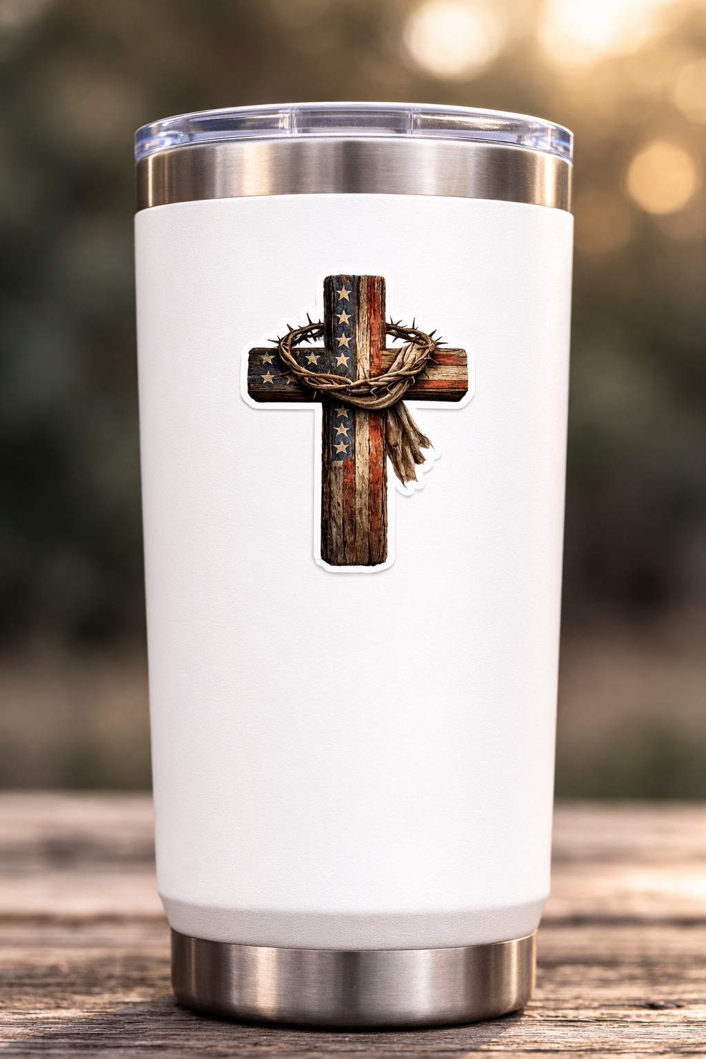 Christian Cross Vinyl Decal Sticker Patriotic Christian Faith USA Decal Crown gallery
