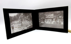 Photo Frame Leather Bifold holds TWO 4×6″ Photos Horizontal Graphic Image $125