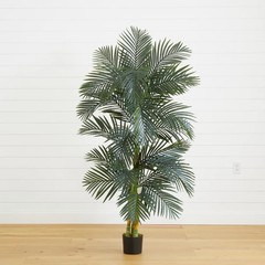 6.5’ Artificial Golden Cane Palm Tree Tropical Houseplant Decor