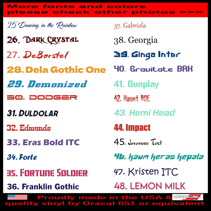 Custom Personalized ANY TEXT NAME Lettering Vinyl Decal DURABLE 7 Years Outdoor gallery