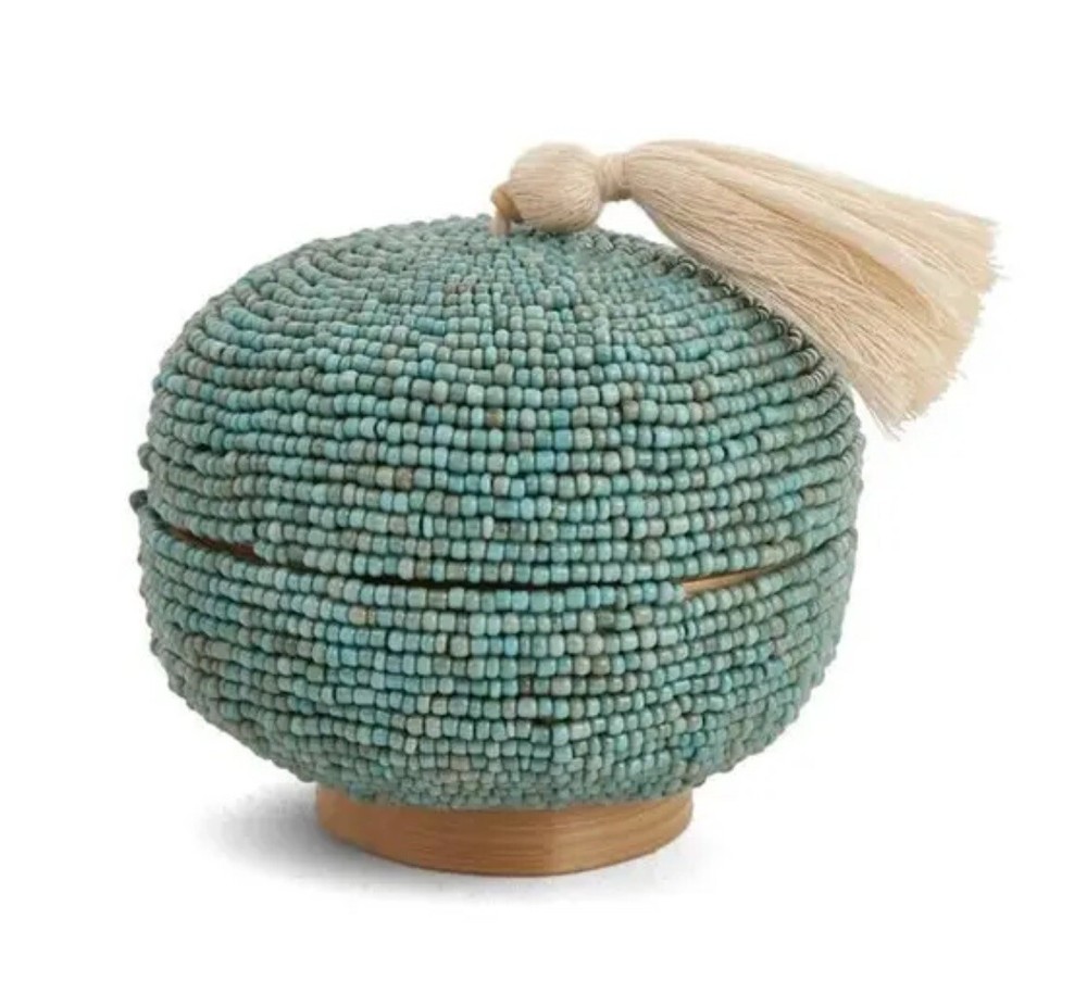 Balinese Handmade Beaded Bamboo Box Trinket box Jewelry Crafted Gift Art Tassel
