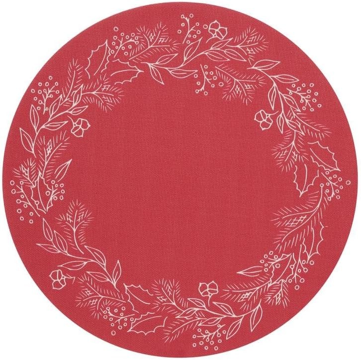 Martha by Martha Stewart | Wreath Placemat in Crimson - Set of 4 - Easy Care gallery