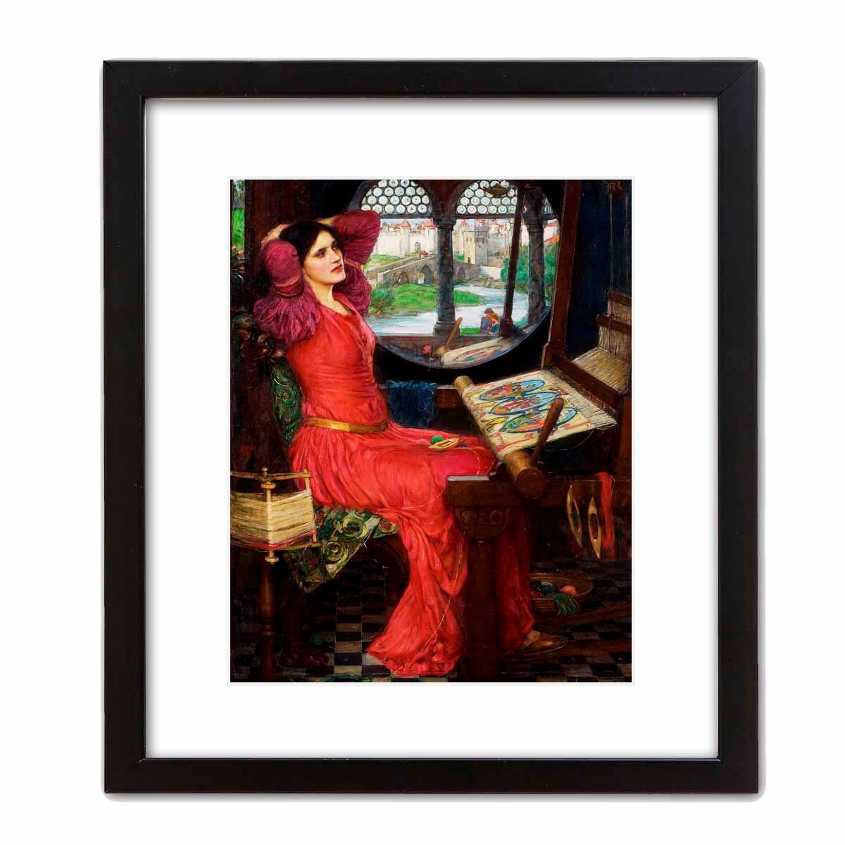 Lady of Shalot art print: Renaissance Fantasy Magic. Castle Scene. Tapestry Loom gallery