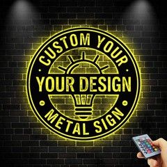 Personalized LED Metal Sign Custom Logo Wall Art Business Name Light Decor