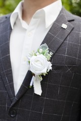 Men Boutonniere Wedding Rose Flowers Groom Groomsmen Artificial Single