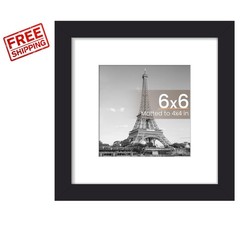 Versatile 6×6 Black Picture Frame – Displays 4×4 or 6×6 Photos Stylishly