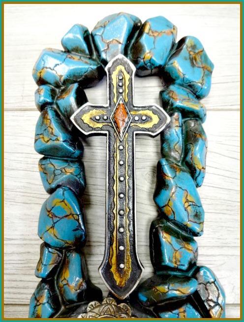 Western Country Rustic Turquoise COWGIRL BOOT CROSS Wall Art Plaque Decor Gift gallery