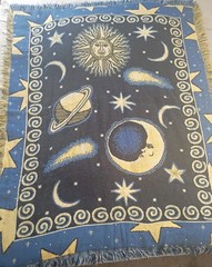 Vintage Crown Craft Celestial Sun Moon Stars Throw 90s Fringe Few Pulls As Shown