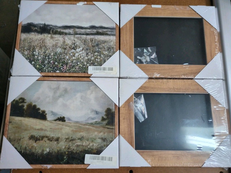 Set Of 4, Framed Landscape Print Modern Canvas Wood Art Horizontal Each 8"x10" gallery